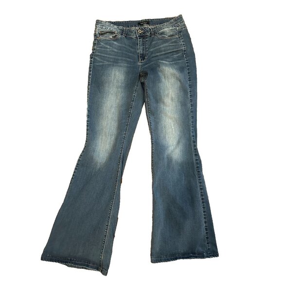 White House Black Market Womens Countour Flare Leg Denim Jean Size 8L Mid Rise - Picture 1 of 6